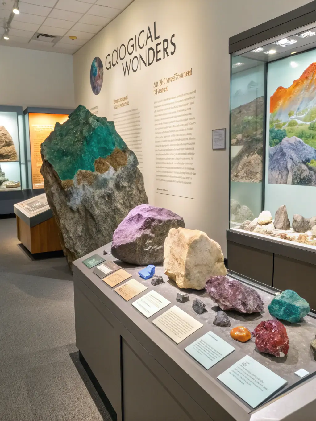 An interactive exhibit showcasing the formation of volcanic rocks, with samples of different types of volcanic rocks and explanations of the volcanic processes involved.